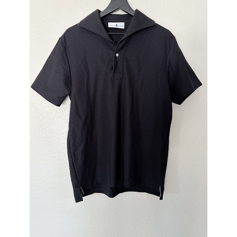 Edward Armah Polo Shirt Mens Large Black 100% Cotton Short Sleeve